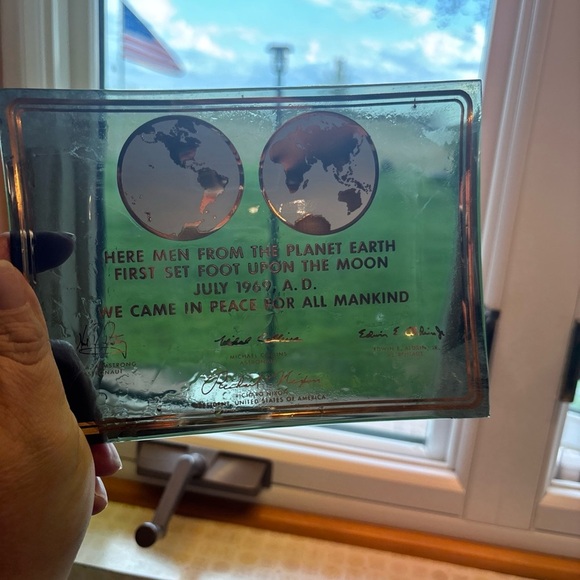 1969 Apollo 11 Moon Landing commemorative glass tray dish plate - Picture 3 of 5